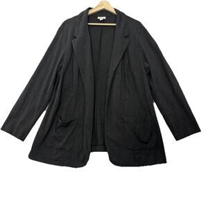 J Jill Ponte Knit Blazer Womens 2X Gray Open Front Stretch Pockets Business